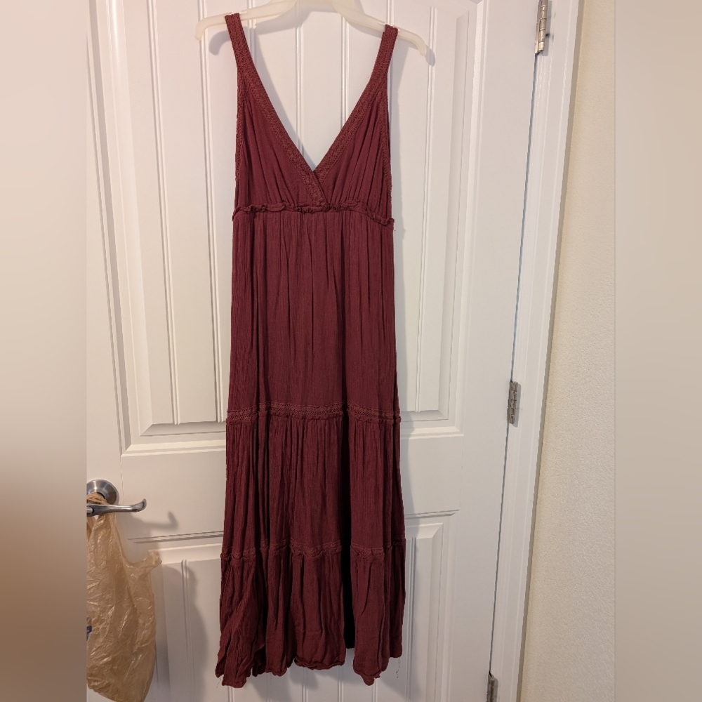 Maroon Tiered Ruffled dress